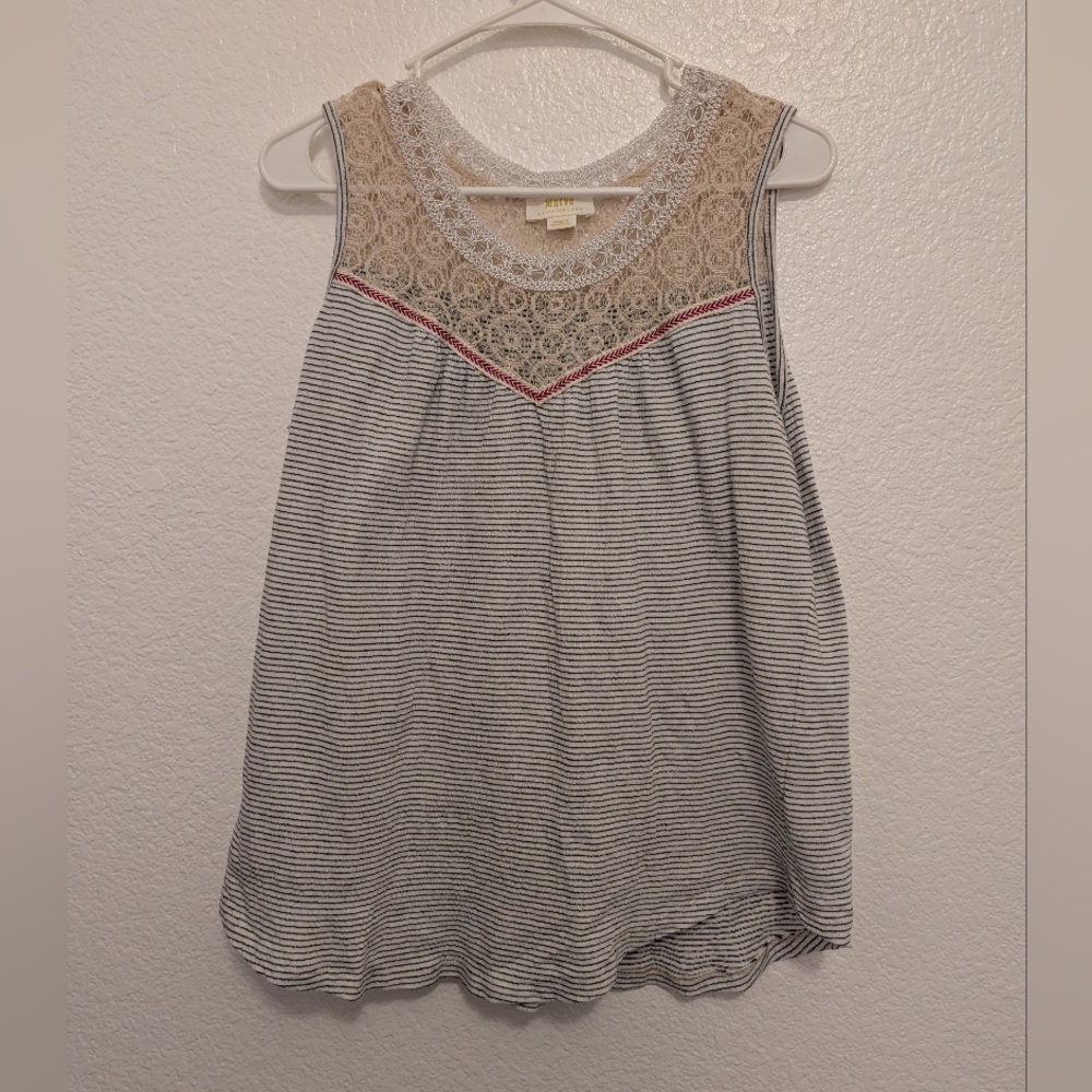 Maeve Anthropologie Striped Lace Tank